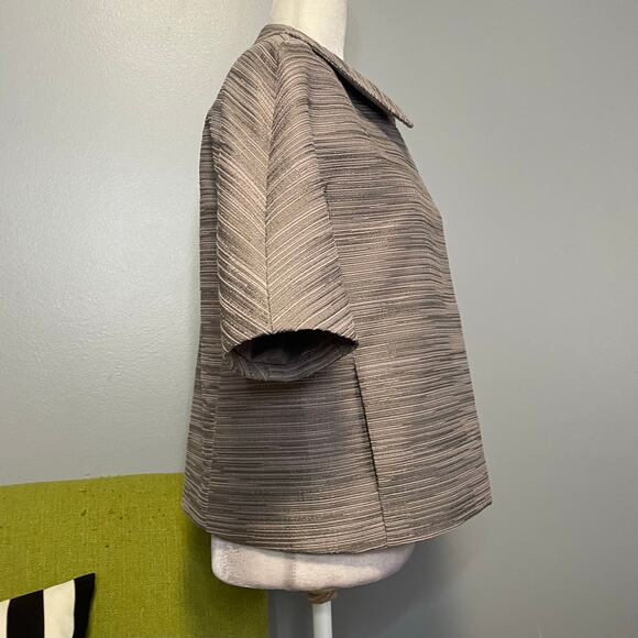 Ann Taylor Gray Silver Short Sleeve Blazer Jacket - Picture 3 of 6